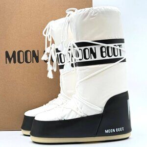 Men's 11.5-13 / EU 45-47 MOON BOOT Icon High Snow Boots Waterproof Black White